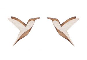 Drevené náušnice Natural Hummingbird Earrings