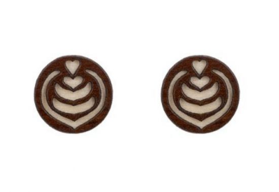 Drevené náušnice Latté Art Earrings
