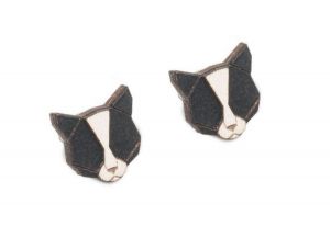 Drevené náušnice Black Cat Earrings