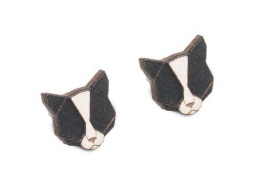 Drevené náušnice Black Cat Earrings