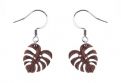 Drevené náušnice Monstera Earrings