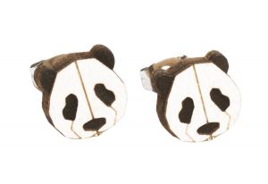 Drevené náušnice Panda Earrings