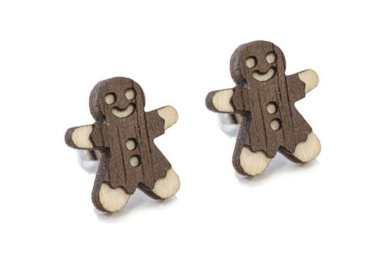 Drevené náušnice Gingerbread Earrings
