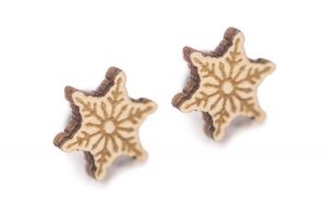 Drevené náušnice Snowflake Earrings