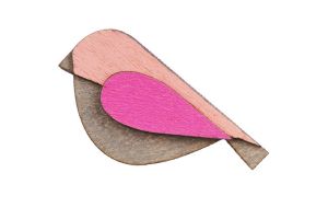 Drevená brošňa Pink Bird Brooch