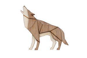 Drevená brošňa Walking Wolf Brooch