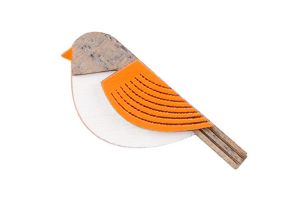 Drevená brošňa Orange Cutebird Brooch