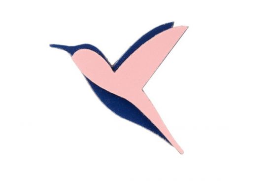 Drevená brošňa Pink Hummingbird Brooch