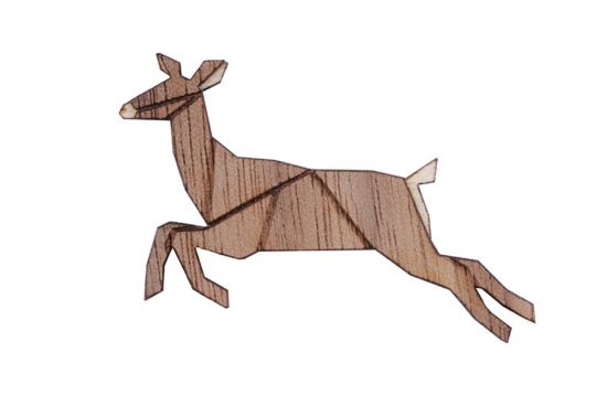 Drevená brošňa Jumping Doe Brooch