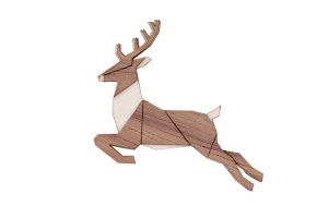 Drevená brošňa Jumping Deer Brooch