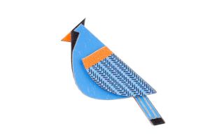 Drevená brošňa Blue Cutebird Brooch