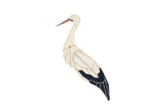 Drevená brošňa Stork Brooch