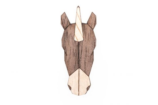 Drevená brošňa Unicorn Brooch