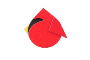 Drevená brošňa Red Cutebird Brooch