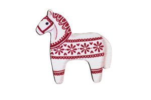 Drevená brošňa – Červený ľudový kôň