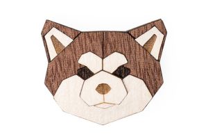 Drevená brošňa Akita Inu Brooch