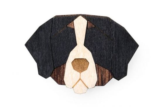 Drevená brošňa Bernese Mountain Dog Brooch
