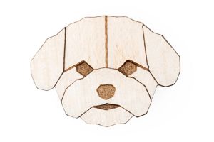 Drevená brošňa  Bichon Frise Brooch
