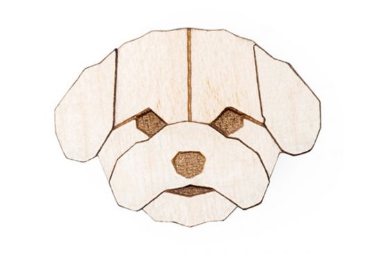 Drevená brošňa  Bichon Frise Brooch