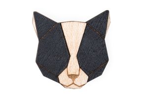 Drevená brošňa Black Cat Brooch