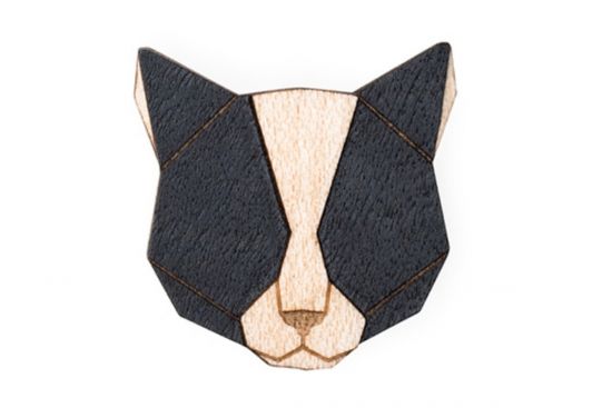 Drevená brošňa Black Cat Brooch