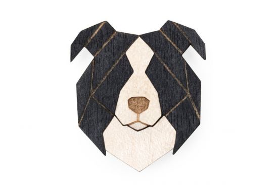 Drevená brošňa Border Collie Brooch