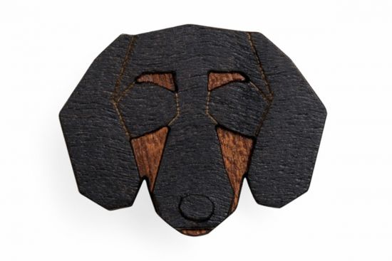Drevená brošňa Dachshund Brooch