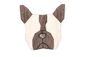 Drevená brošňa French Bulldog Brooch