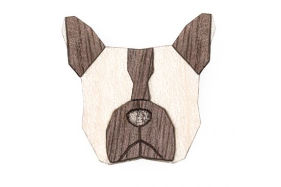 Drevená brošňa French Bulldog Brooch