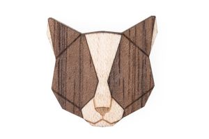 Drevená brošňa Grey Cat Brooch