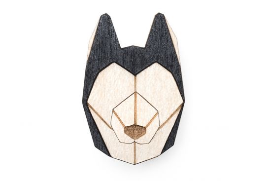 Drevená brošňa Husky Brooch