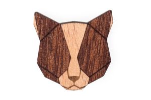 Drevená brošňa Red Cat Brooch