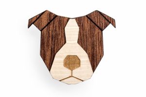 Drevená brošňa Staffordshire Bull Terrier Brooch