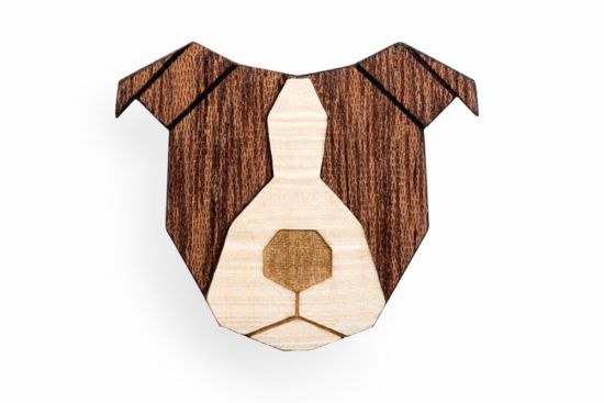Drevená brošňa Staffordshire Bull Terrier Brooch