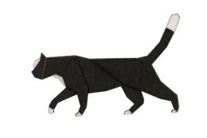 Drevená brošňa Walking Cat Brooch
