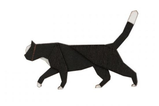 Drevená brošňa Walking Cat Brooch