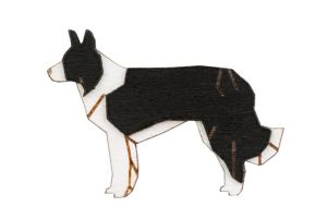 Drevená brošňa Walking Collie Brooch