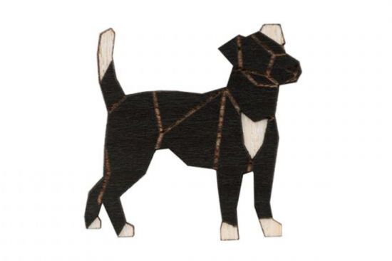 Drevená brošňa Walking Darkdog Brooch