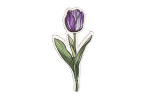Drevená brošňa Tulipán
