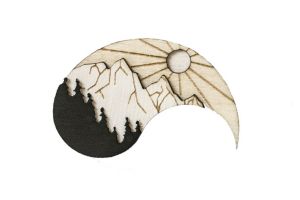 Drevená brošňa Day Brooch