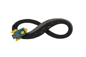 Drevená brošňa Infinity Spaceship Brooch