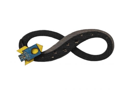 Drevená brošňa Infinity Spaceship Brooch
