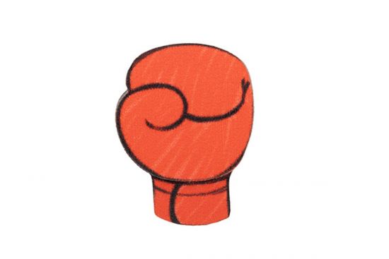 Drevená brošňa Červená boxerská rukavica