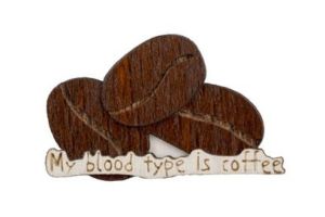 Drevená brošňa Coffee Blood Type Brooch