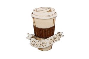 Drevená brošňa Coffee Lover Brooch