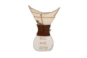 Drevená brošňa Need Coffee Brooch