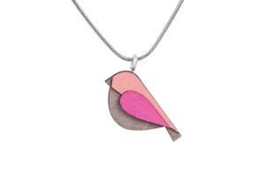Drevený prívesok Pink Bird Pendant