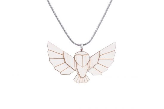 Drevený prívesok Snowy Owl Pendant