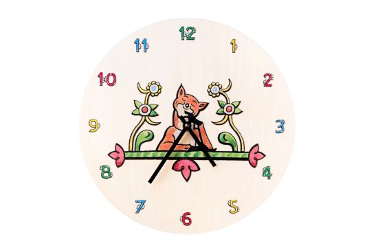 Drevené hodiny Šikovná kmotra líška – Josef Lada ©