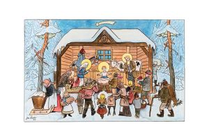 Drevený betlehem v zime – Josef Lada ©